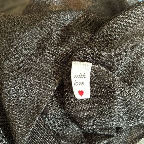 Lorna Jane black sparkle open weave stripes & sleeves lightweight sweater. - Picture 9 of 9